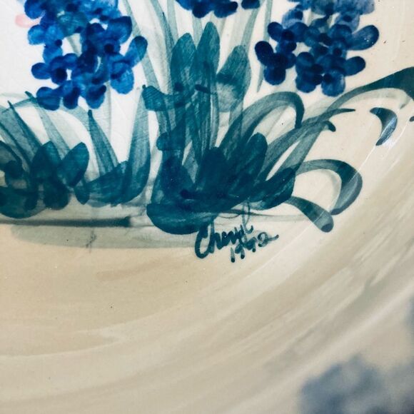 Texas Bluebonnets Marshall Pottery Heart Shaped Bowl Dish - Picture 4 of 6